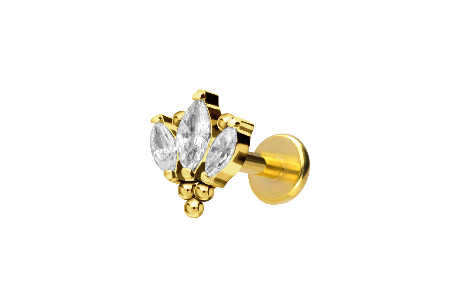 Titan Labret Piercing mit Push Fit LOTUSBLÜTE + KUGELN